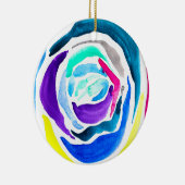 Blauwe pop roos waterverf keramisch ornament (Rechts)