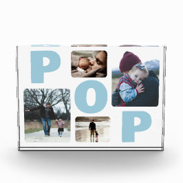 Blauwe Pop Vaderdag Familiefotocollage Fotoblokken