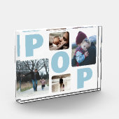 Blauwe Pop Vaderdag Familiefotocollage Fotoblokken (Links)