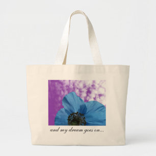 BLAUWE POPPY Flower Dream paarse Grote Tote Bag