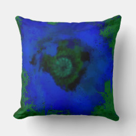 Blauwe Poppy Flower schilderij Groene achtergrond Kussen