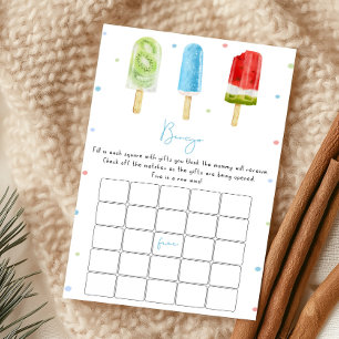 Blauwe Popsicle Baby Shower Bingo Spel