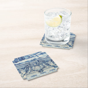 Blauwe Portugese Tegels met twee engelen Kartonnen Onderzetters