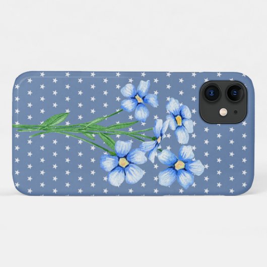 blauwe posities op witte sterren Case-Mate iPhone case (Achterkant (horizontaal))