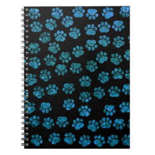 Blauwe poten, glitterpoten, blauw glitter, reuzenp notitieboek