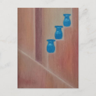 Blauwe potten briefkaart
