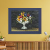 Blauwe primitieve filmkunst canvas afdruk (Insitu (Woonkamer))