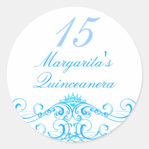 Blauwe Prinses Tiara Quinceanera Sticker