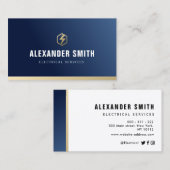 blauwe professionele elektrische diensten visitekaartje (Voorkant / Achterkant)