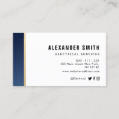 blauwe professionele elektrische diensten visitekaartje (Achterkant)