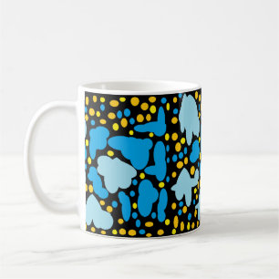 BLAUWE PUFJES LICHT EN MIDDENBLAUW MET CITROENVLEK KOFFIEMOK