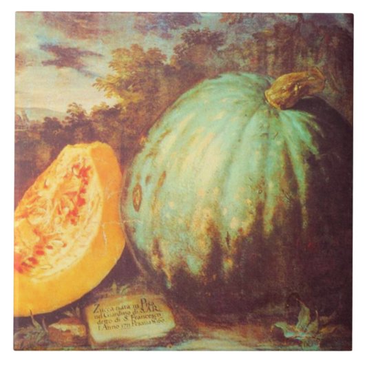 Blauwe Pumpkin Erfgoed herfst Renaissance Tegeltje (Voorkant)
