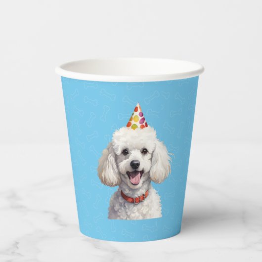 Blauwe Puppy Hond Verjaardag Paw-ty Papier Cups Papieren Bekers (Voorkant)