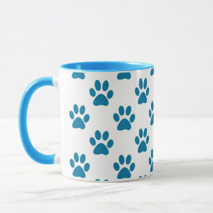 Blauwe puppy paws print koffie mok