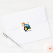 Blauwe putt trekker ronde sticker (Envelop)