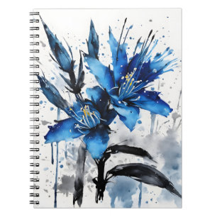 Blauwe Puya - Watercolor bloemen Notitieboek