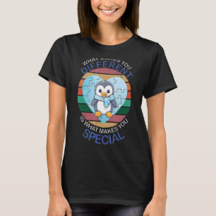 Blauwe Puzzel Autisme Kind Bewustzijn Pinguïn T-shirt