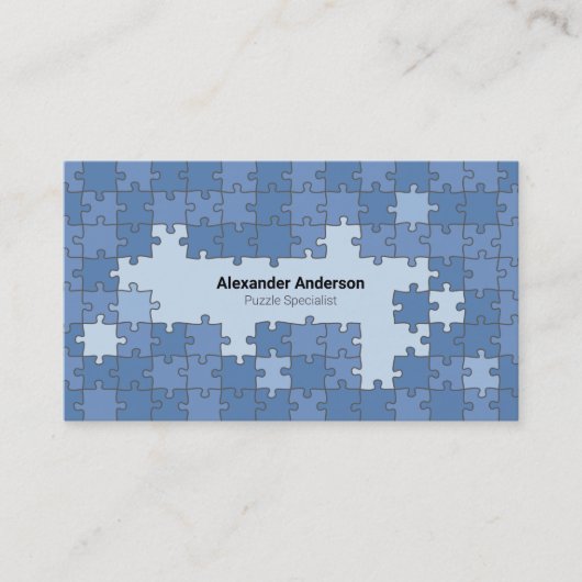 blauwe puzzel visitekaartje (Voorkant)