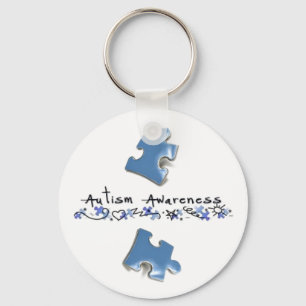 Blauwe puzzelstukken - Autisme-bewustzijn Sleutelhanger