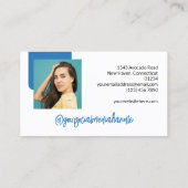 Blauwe QR Code Foto Logo Social Media Visitekaartje (Achterkant)