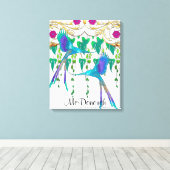 Blauwe Quetzal Vogel Canvas Afdruk (Insitu (Houten vloer))