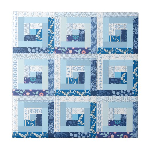 Blauwe Quilt Tegeltje (Voorkant)