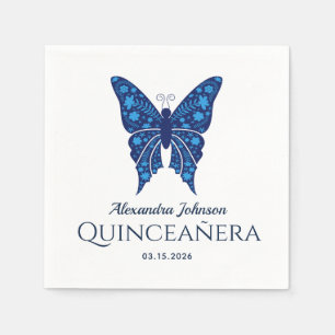 Blauwe Quinceanera Verjaardag Servet