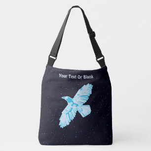 Blauwe Raaf Op Sterren Crossbody Tas