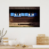 Blauwe Raamluiken - Poster (Keuken)