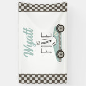 Blauwe Race Auto 5e Verjaardag Banner (Verticaal)