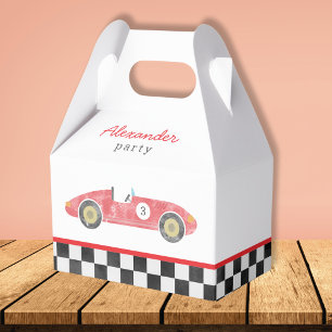 Blauwe race auto verjaardag bedankdoosjes