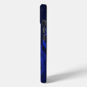 Blauwe Raceflames op Carbon Fiber Print Case-Mate iPhone Case (Achterkant / Links)