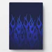 Blauwe Raceflames op Carbon Fiber Print Fotoplaat (voorkant)