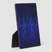 Blauwe Raceflames op Carbon Fiber Print Fotoplaat (Zijkant)
