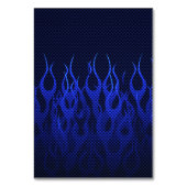 Blauwe Raceflames op Carbon Fiber Print Kaart (Voorkant)