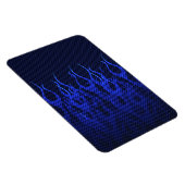 Blauwe Raceflames op Carbon Fiber Print Magneet (Rechterzijde)