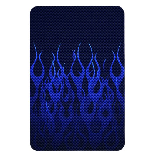 Blauwe Raceflames op Carbon Fiber Print Magneet (Verticaal)