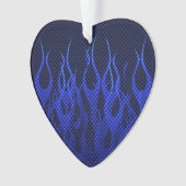Blauwe Raceflames op Carbon Fiber Print Ornament (voorkant)