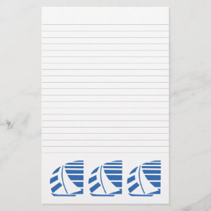 Blauwe racezeilboten Gelinieerd briefpapier