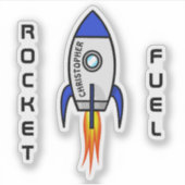 Blauwe raket met vinyl sticker (Voorkant)