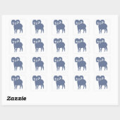 Blauwe Ram Silhouet Vierkante Sticker (Vel)