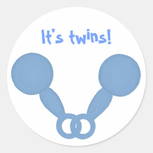 Blauwe rammelaars, baby boy kondigen douche sticke ronde sticker