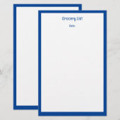 Blauwe Rand Aangepaste Kleur Kruidenierswinkel Lij Briefpapier (Voorkant / Achterkant)