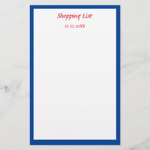 Blauwe rand boodschappenlijstje Aangepaste kleur Briefpapier