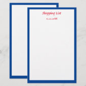 Blauwe rand boodschappenlijstje Aangepaste kleur Briefpapier (Voorkant / Achterkant)