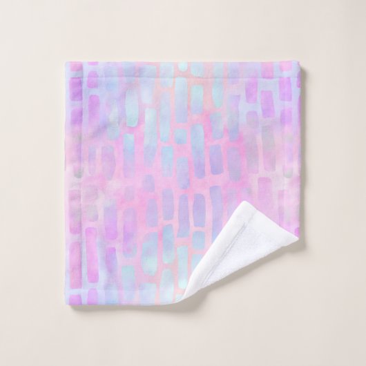 Blauwe rechthoekvormen op roze achtergrond bad handdoek (Wasdoekje)