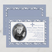 Blauwe reflectie foto uitnodiging (Voorkant / Achterkant)