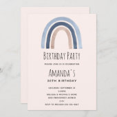 Blauwe Regenboog Boho Design Verjaardag Kaart (Voorkant / Achterkant)