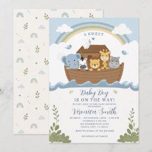 Blauwe Regenboog Dieren Baby Jongen Borrel Kaart