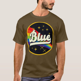 Blauwe regenboog in ruimte  stijl t-shirt